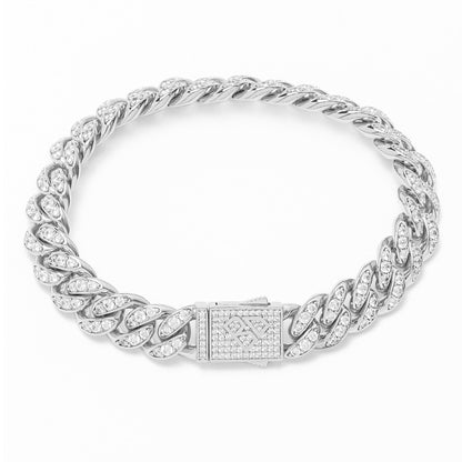 Big Daddy 12MM Bling Cuban Link Silver Iced Out Bracelet
