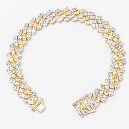 Big Daddy 12MM Gold Baguette Diamond Cuban Iced Out Bracelet