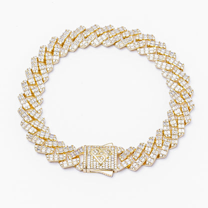 Big Daddy 12MM Gold Baguette Diamond Cuban Iced Out Bracelet