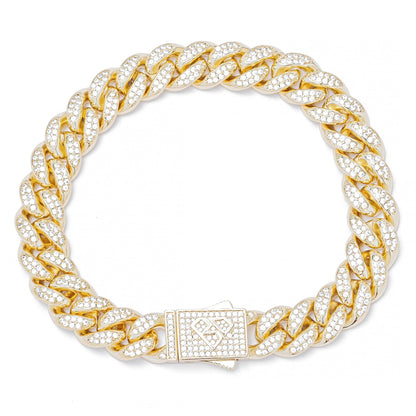 Big Daddy 12MM Gold Diamond Cuban Link Iced Out Bracelet