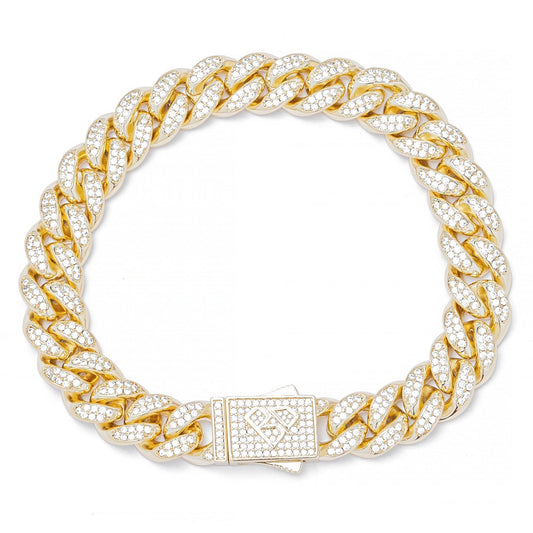 Big Daddy 12MM Gold Diamond Cuban Link Iced Out Bracelet