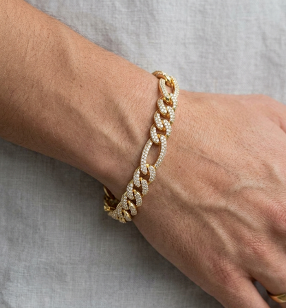 Big Daddy 12MM Hip Hop Iced Figaro Gold Bracelet