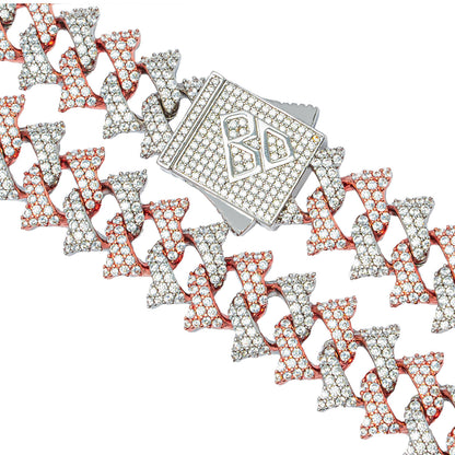 Big Daddy 18MM Solid Two-Tone Spiked Iced Out Diamond Chain