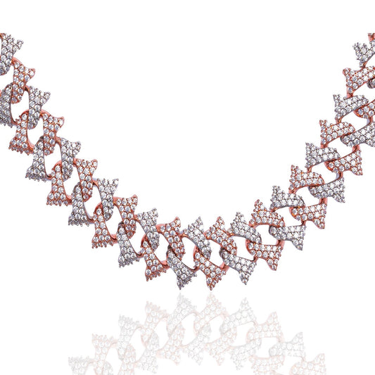 Big Daddy 18MM Solid Two-Tone Spiked Iced Out Diamond Chain