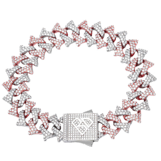 Big Daddy 18MM Solid Two-Tone Spiked Iced Out Diamond Bracelet