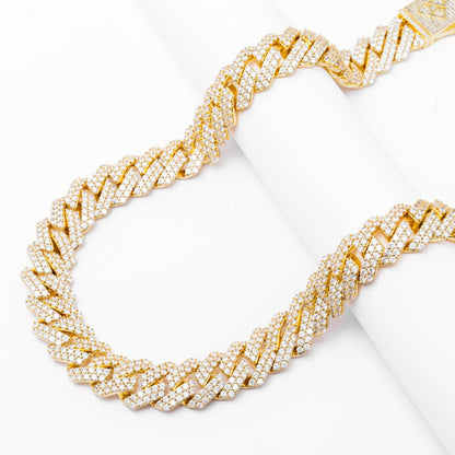 Big Daddy 19MM Straight Edge Cuban Diamond Gold Iced Out Chain