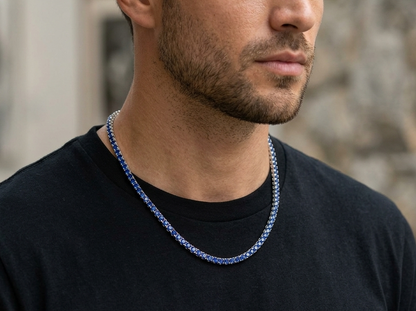 Big Daddy 4MM Silver Blue Tennis Iced Out Chain