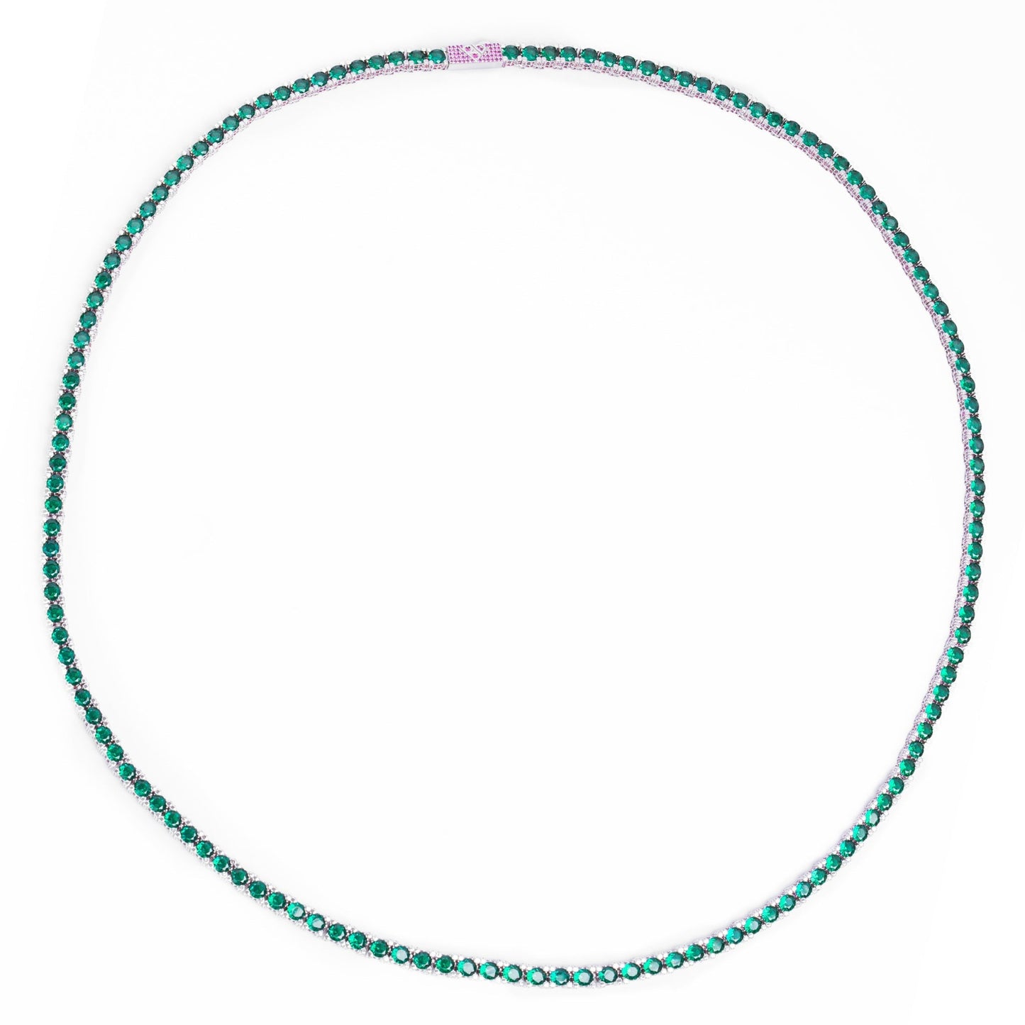 Big Daddy 4MM Silver Green & Ruby Iced Out Tennis Chain
