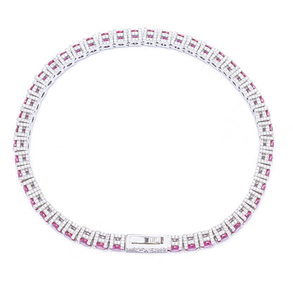 Big Daddy 4MM Silver Ruby Tennis Iced Out Bracelet
