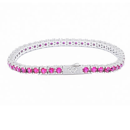 Big Daddy 4MM Silver Ruby Tennis Iced Out Bracelet