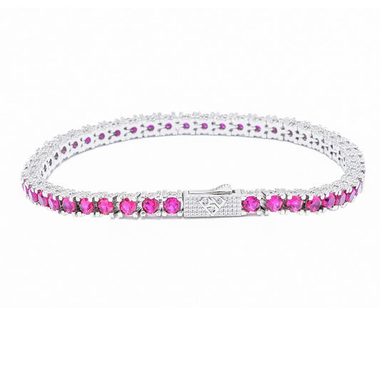 Big Daddy 4MM Silver Ruby Tennis Iced Out Bracelet
