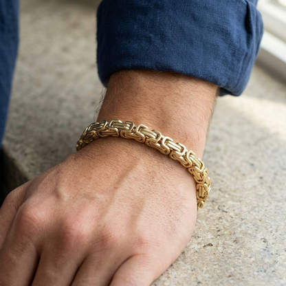 Big Daddy 8MM Byzantine 2.0 Link 18K Gold Bracelet