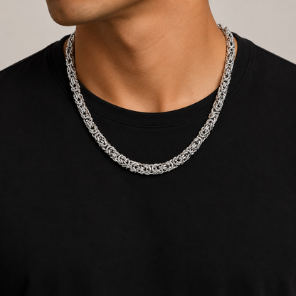 Big Daddy 8MM Byzantine Link Silver Steel Chain