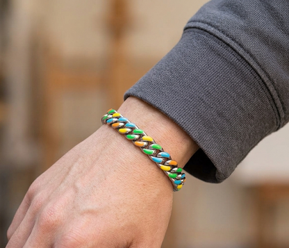 Big Daddy 8MM Multi-colour Enamel Steel Cuban Bracelet