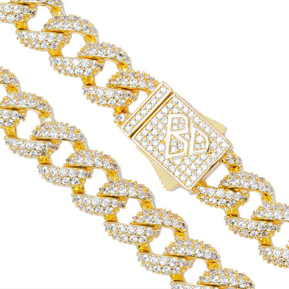 Big Daddy 9MM Diamond Curb Cuban Gold Iced Out Chain