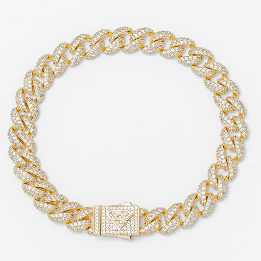 Big Daddy 9MM Diamond Curb Gold Iced Out Bracelet