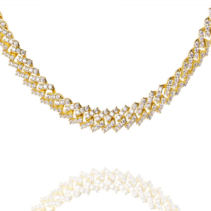 Big Daddy 9MM Diamond Prong Gold Cuban Link Iced Out Chain