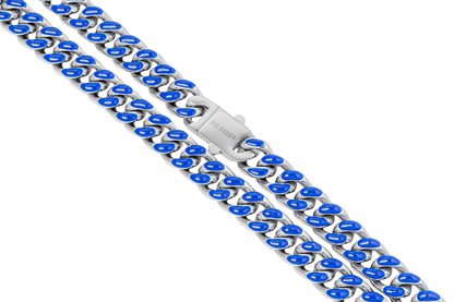 Big Daddy 9MM Enamel Blue Steel Cuban Chain