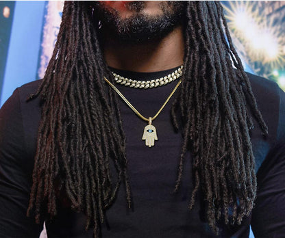 Big Daddy Iced Out Hamsa Hand Pendant Necklace