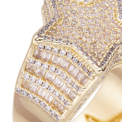 Big Daddy Big Star Baguette Iced Out Diamond Ring