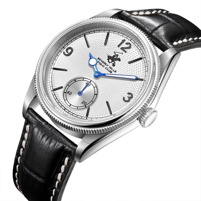 Beverly Hills Polo Club Black Leather Blue Steel Silver Watch - BP3807X.331