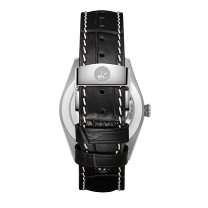 Beverly Hills Polo Club Black Leather Blue Steel Silver Watch - BP3807X.331
