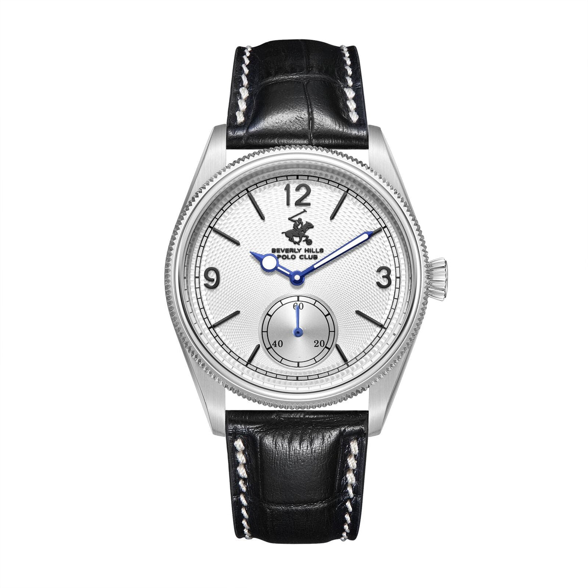 Beverly Hills Polo Club Black Leather Blue Steel Silver Watch - BP3807X.331