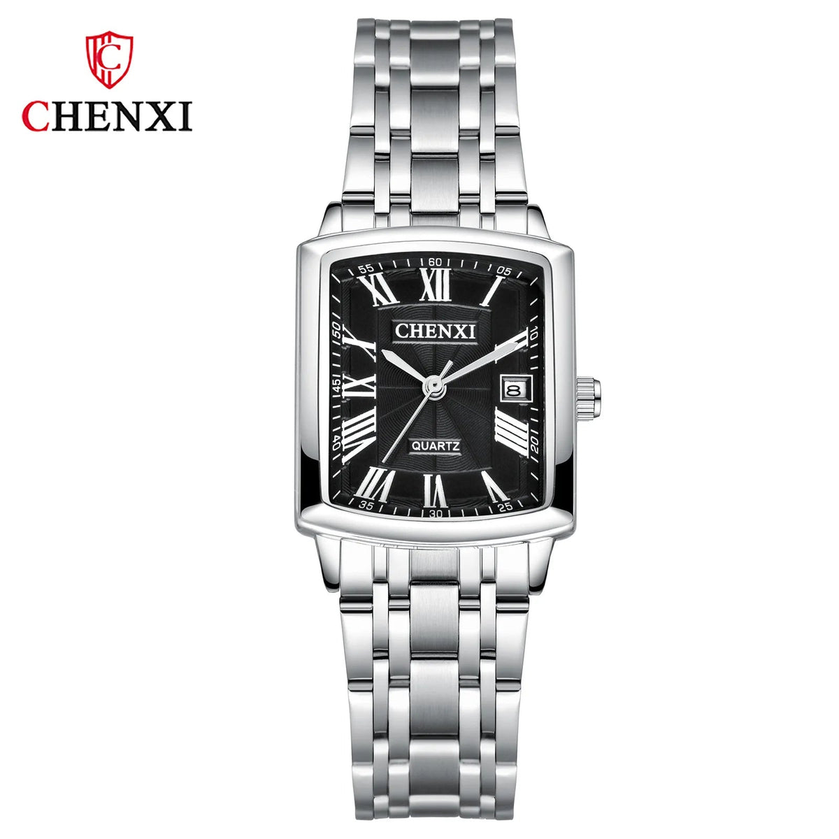 CHENXI 079A Square Couple Quartz Watches – Stainless Steel Strap, Business Casual Design with Calendar for Men & Women - SMARTMARTNZ