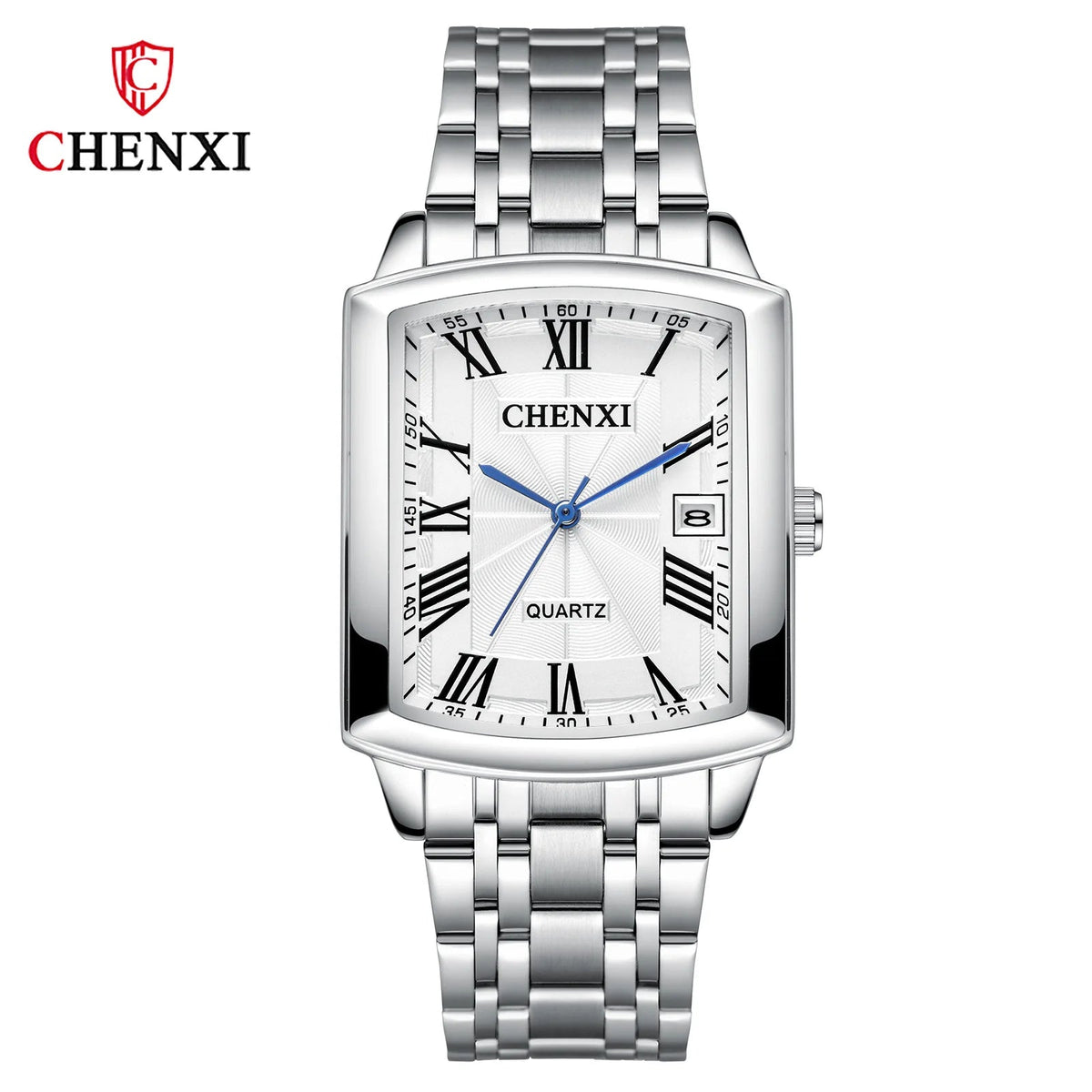 CHENXI 079A Square Couple Quartz Watches – Stainless Steel Strap, Business Casual Design with Calendar for Men & Women - SMARTMARTNZ