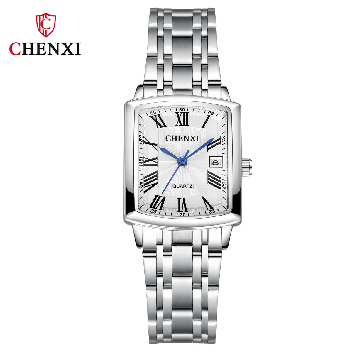 CHENXI 079A Square Couple Quartz Watches – Stainless Steel Strap, Business Casual Design with Calendar for Men & Women - SMARTMARTNZ