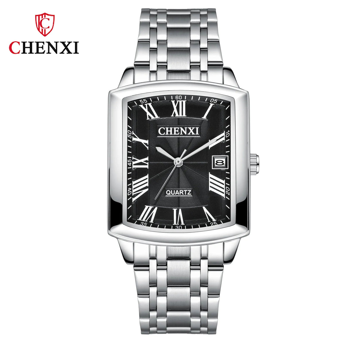 CHENXI 079A Square Couple Quartz Watches – Stainless Steel Strap, Business Casual Design with Calendar for Men & Women - SMARTMARTNZ