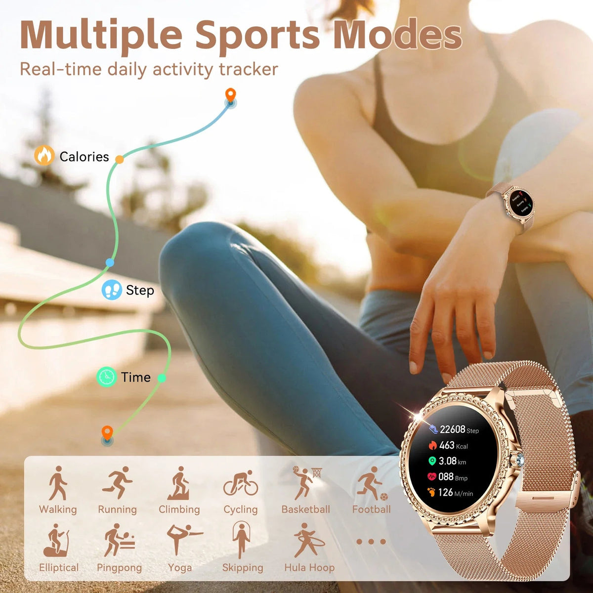 EIGIIS New Smart Watch Women I58 1.32 - inch HD Screen Fashion Sports Watches Bluetooth Call Health Monitor IP67 Life Waterproof - SMARTMARTNZ