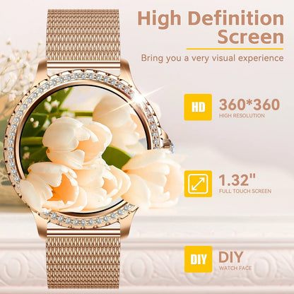 EIGIIS New Smart Watch Women I58 1.32 - inch HD Screen Fashion Sports Watches Bluetooth Call Health Monitor IP67 Life Waterproof - SMARTMARTNZ