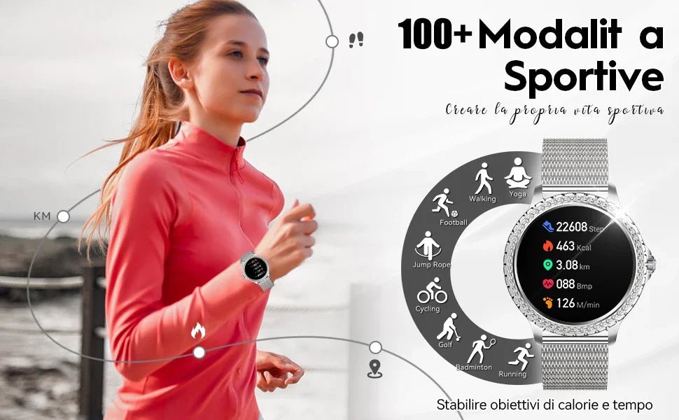 EIGIIS New Smart Watch Women I58 1.32 - inch HD Screen Fashion Sports Watches Bluetooth Call Health Monitor IP67 Life Waterproof - SMARTMARTNZ