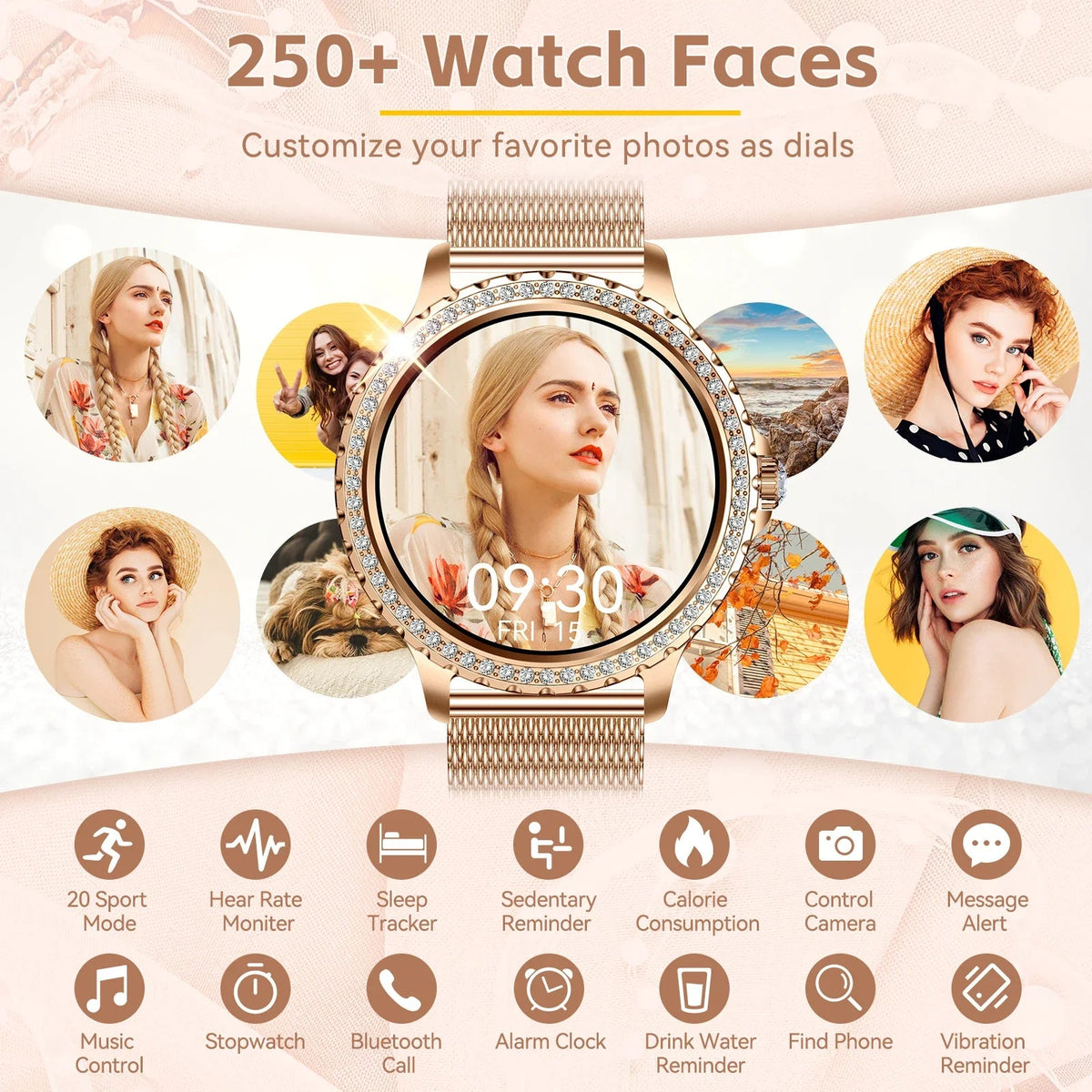 EIGIIS New Smart Watch Women I58 1.32 - inch HD Screen Fashion Sports Watches Bluetooth Call Health Monitor IP67 Life Waterproof - SMARTMARTNZ
