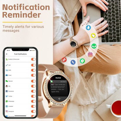 EIGIIS New Smart Watch Women I58 1.32 - inch HD Screen Fashion Sports Watches Bluetooth Call Health Monitor IP67 Life Waterproof - SMARTMARTNZ