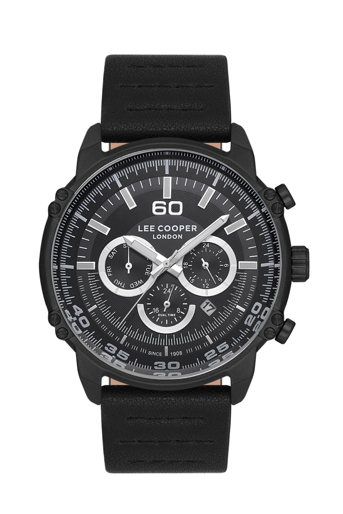 Lee Cooper Multifunction All Black Leather Strap Watch – LC06506.661-NL