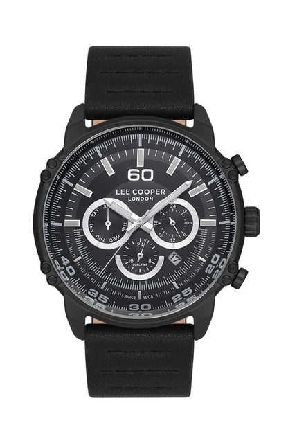 Lee Cooper Multifunction All Black Leather Strap Watch – LC06506.661-NL
