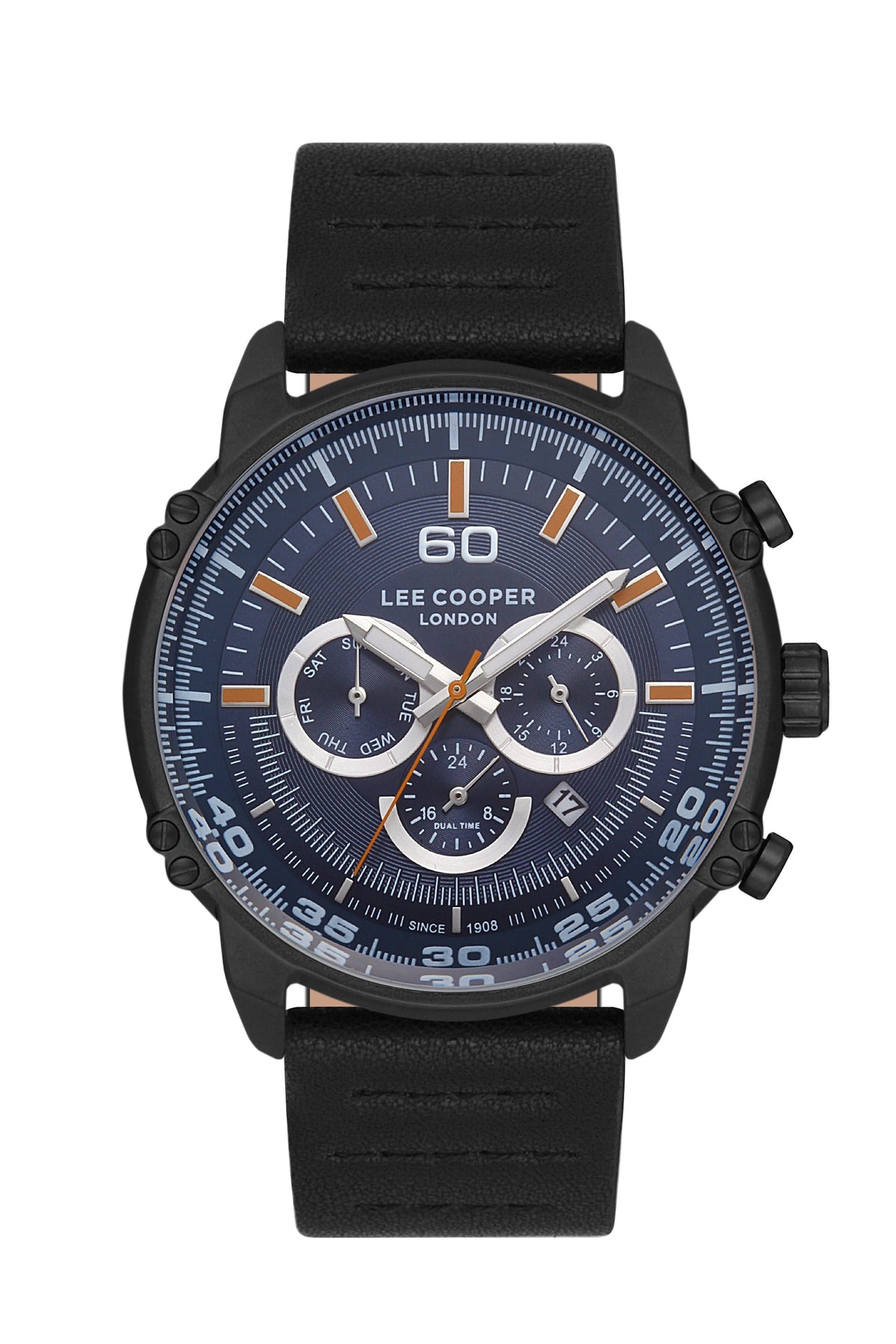Lee Cooper Navy Blue Dial Black Leather Strap Watch – LC06506.692-NL