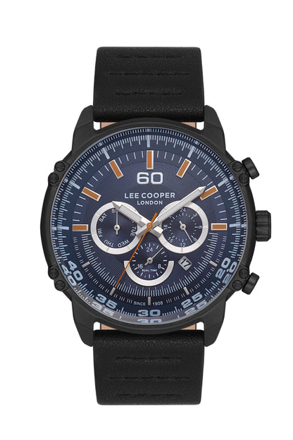Lee Cooper Navy Blue Dial Black Leather Strap Watch – LC06506.692-NL