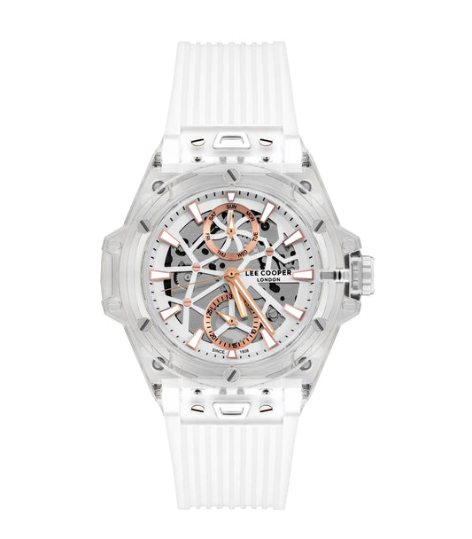Lee Cooper Multifunction Silver Dial White Silicone Watch – LC07975.333