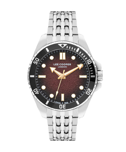 Lee Cooper 43MM Silver Analog Red Dial Watch – LC07954.380