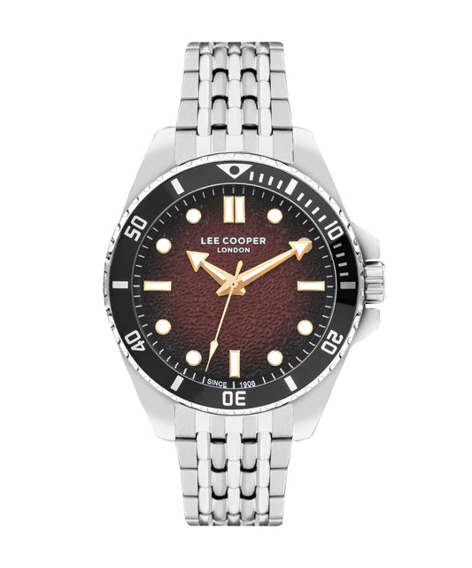 Lee Cooper 43MM Silver Analog Red Dial Watch – LC07954.380