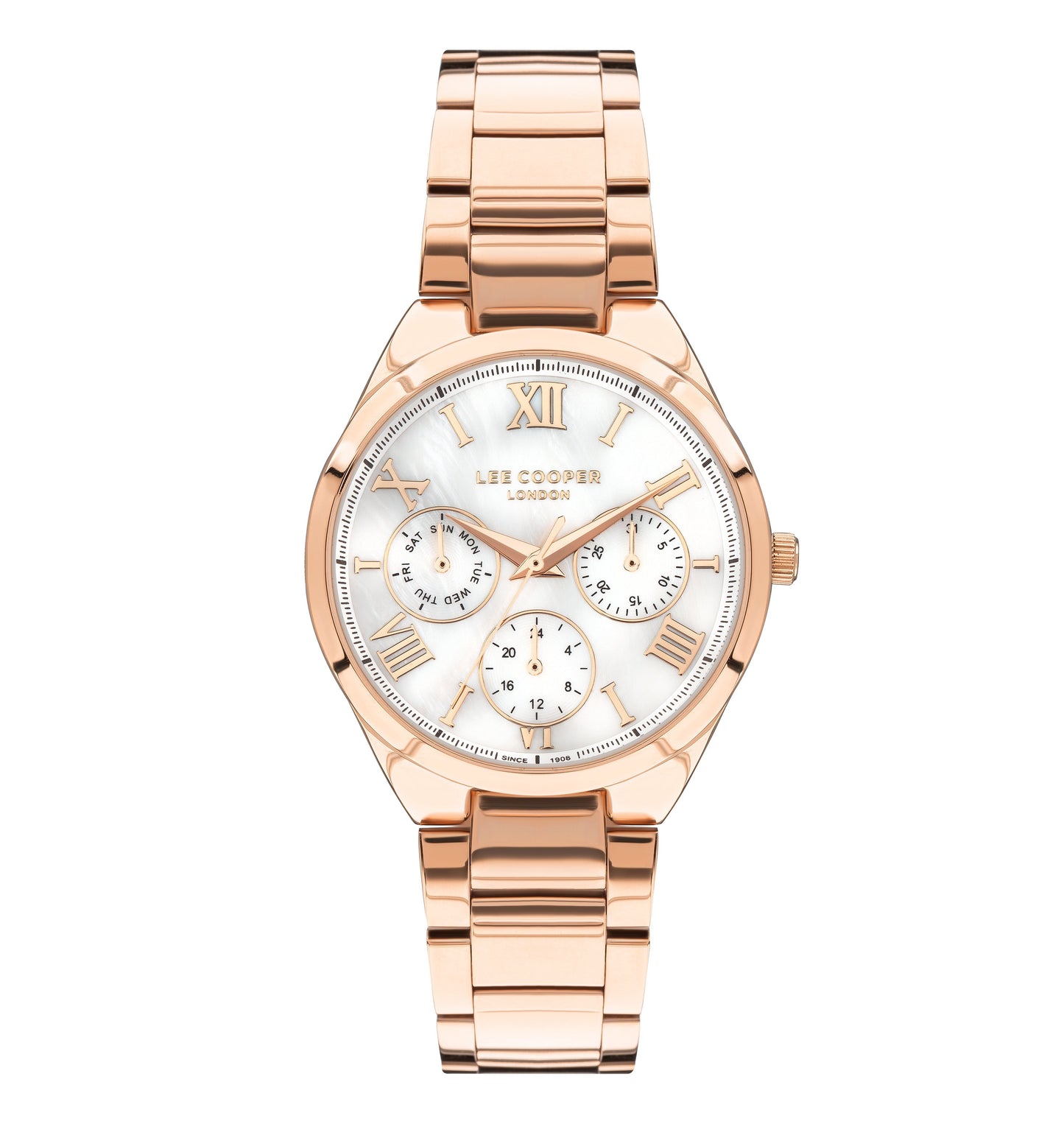 Lee Cooper StyleWork Multifunction White MOP Dial Rose Gold Watch – LC07456.420