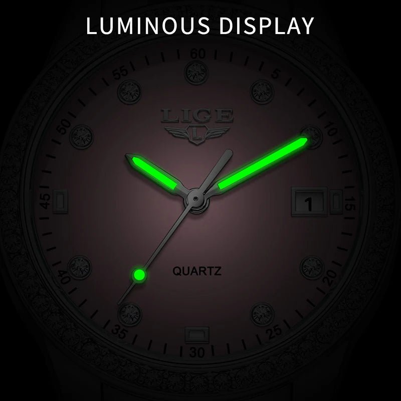 Luxury LIGE 2025 Women’s Watch – Waterproof, Diamond Accent, Quartz Movement (Reloj Mujer) - SMARTMARTNZ