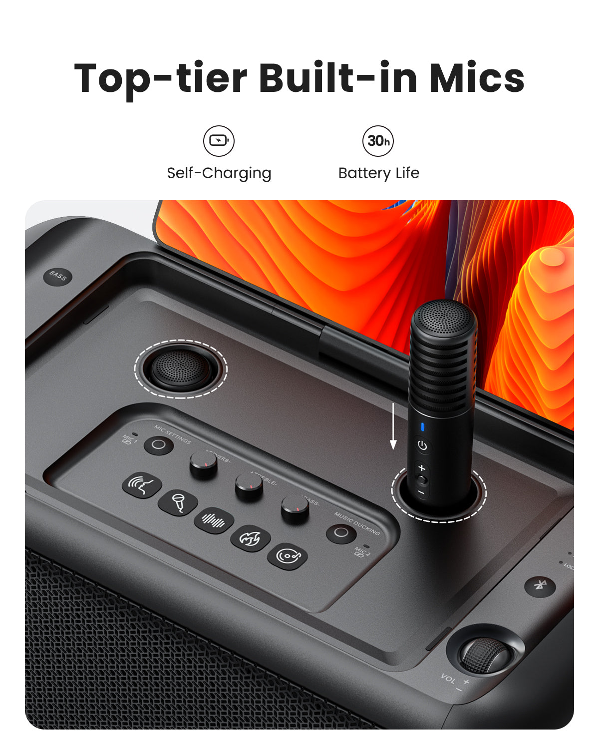 Ikarao Break X1 Karaoke Machine System With 13.3″ Touch Screen Wireless Mic