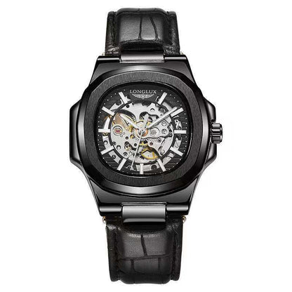 Men’s Waterproof Mechanical Watch – Barrel Case & Leather Strap - SMARTMARTNZ