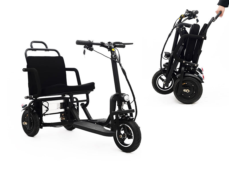 Foldable 3 wheel electric scooter mobility scooter black