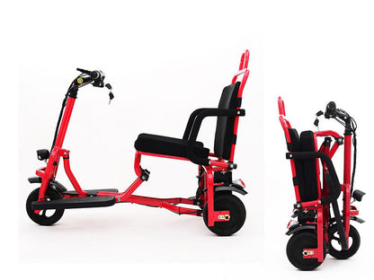 Foldable 3 wheel electric scooter mobility scooter Red