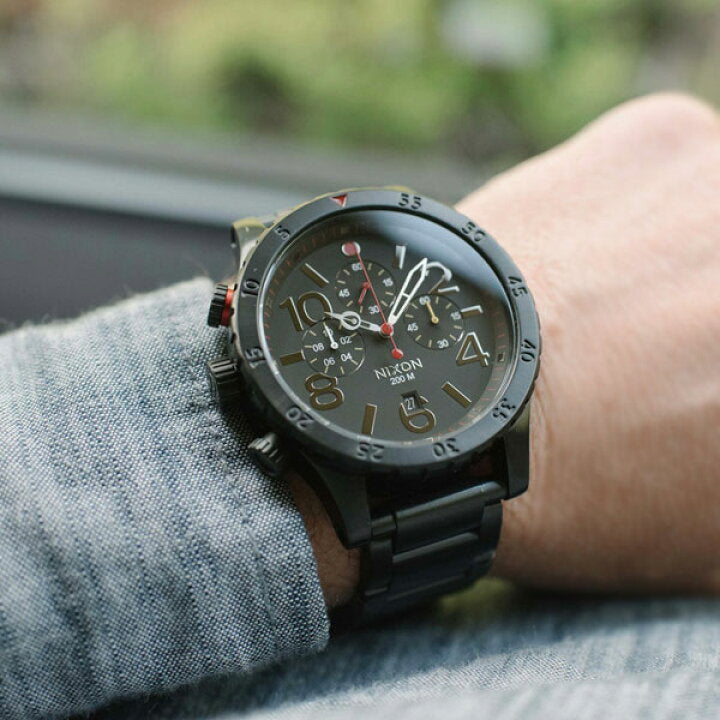 Nixon 48-20 Chrono Black Dial Black Ion-plated Men's Watch A486